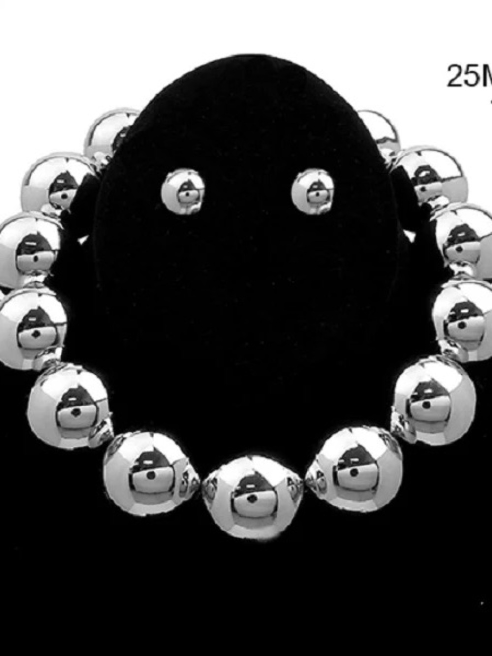 Classic Silver Ball Necklace and Stud Earrings Set